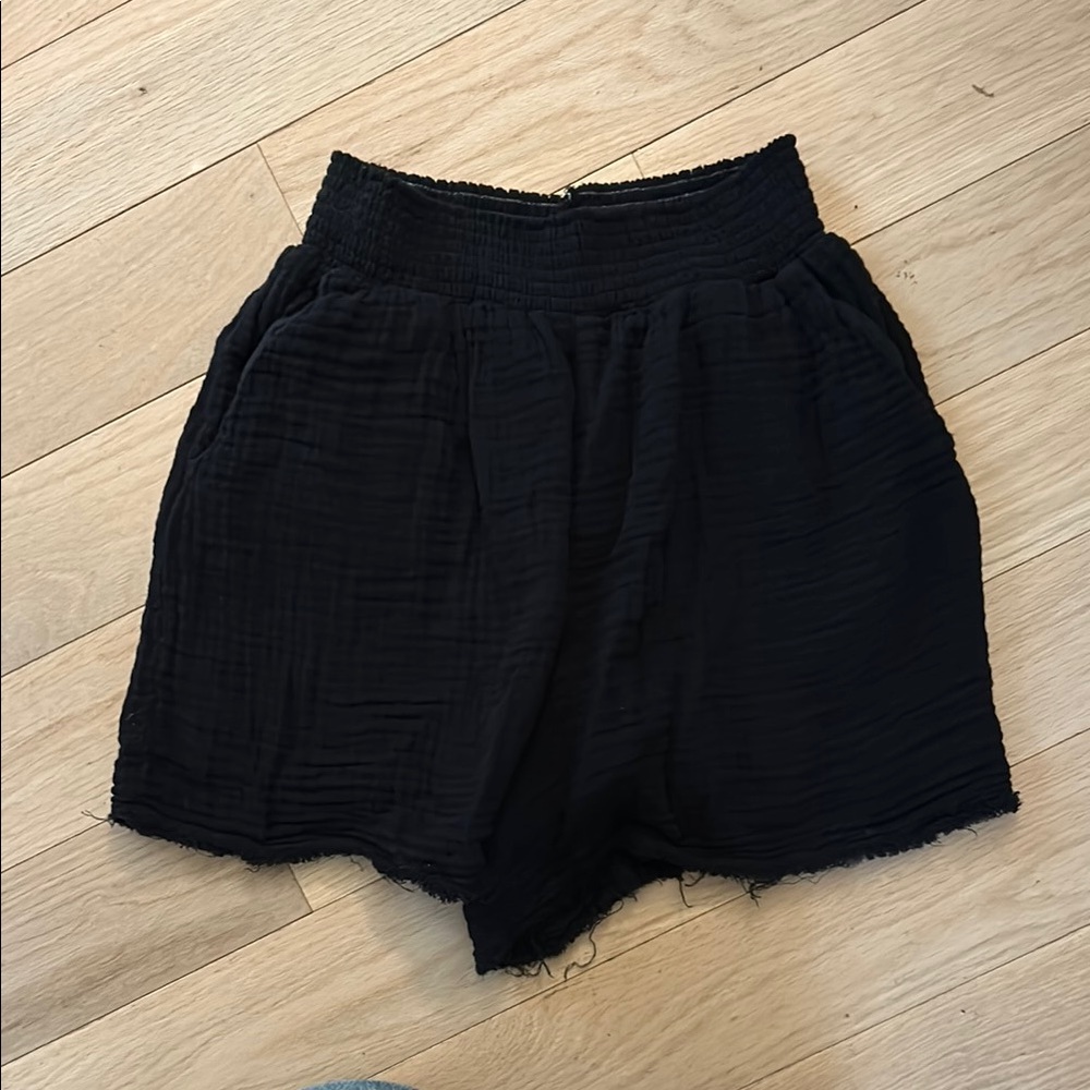 Michael Stars Black High Waist Shorts Relaxed Fit large 100%‎ cotton